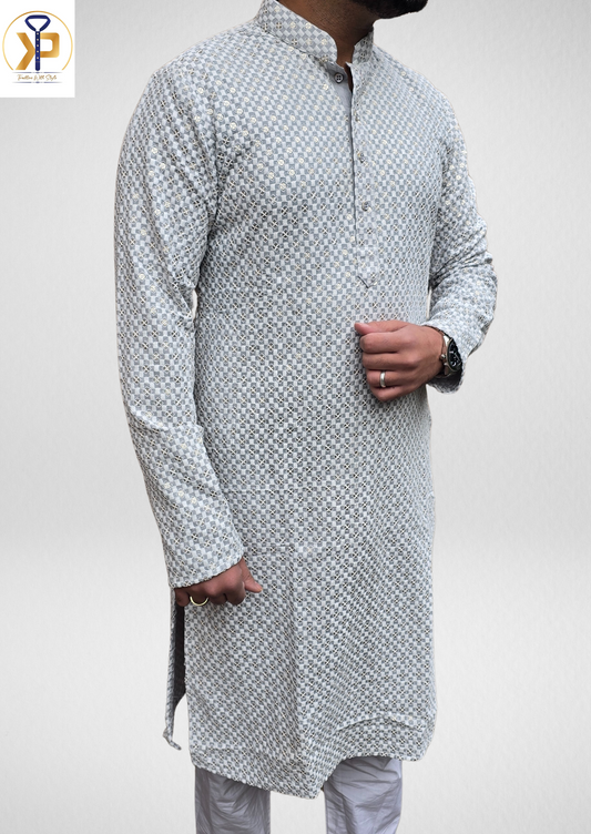 KPD5063 Grey Sequence Work Kurta Pyjama Set