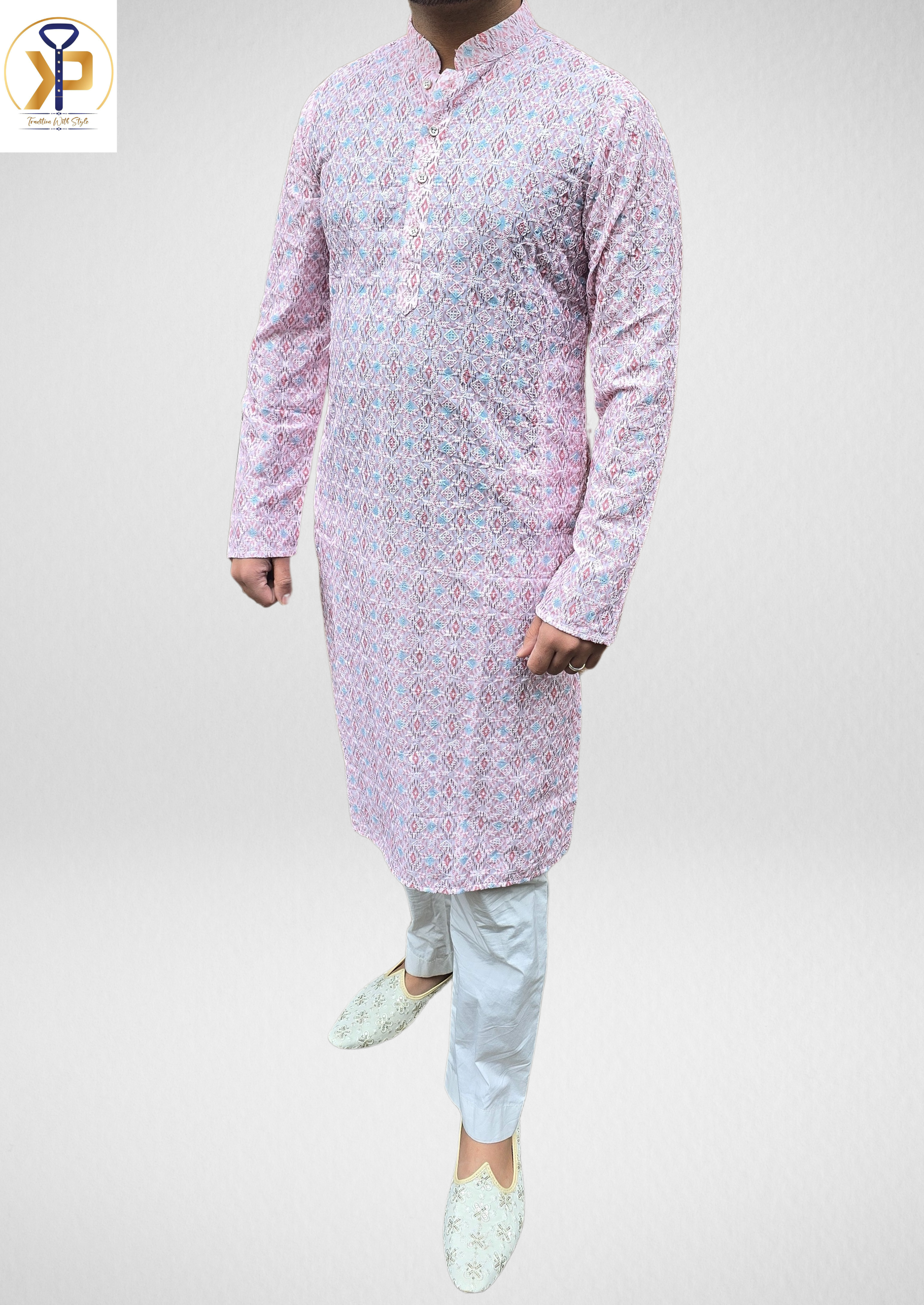 pink kurta set for men