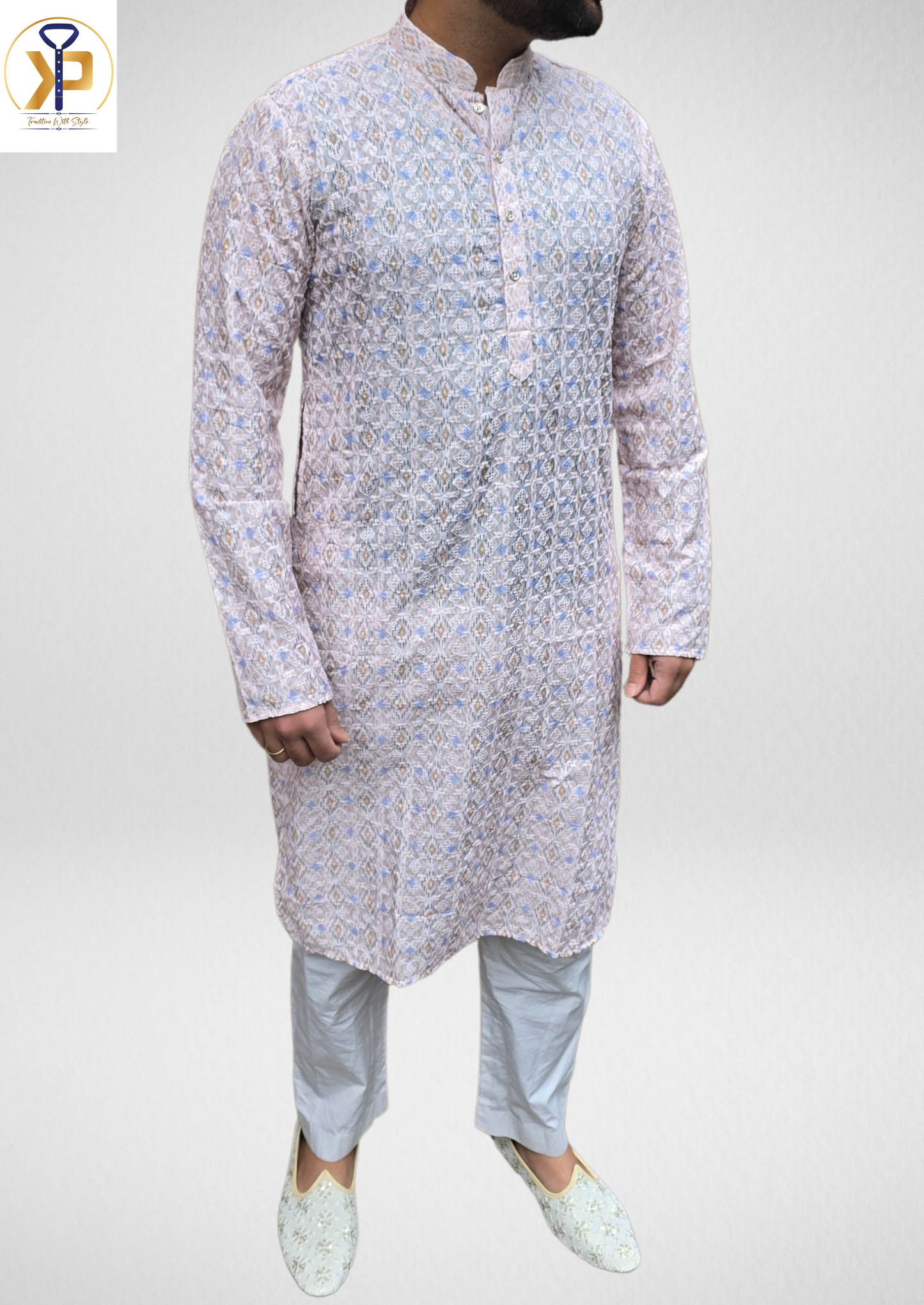 beige kurta pyjama for men