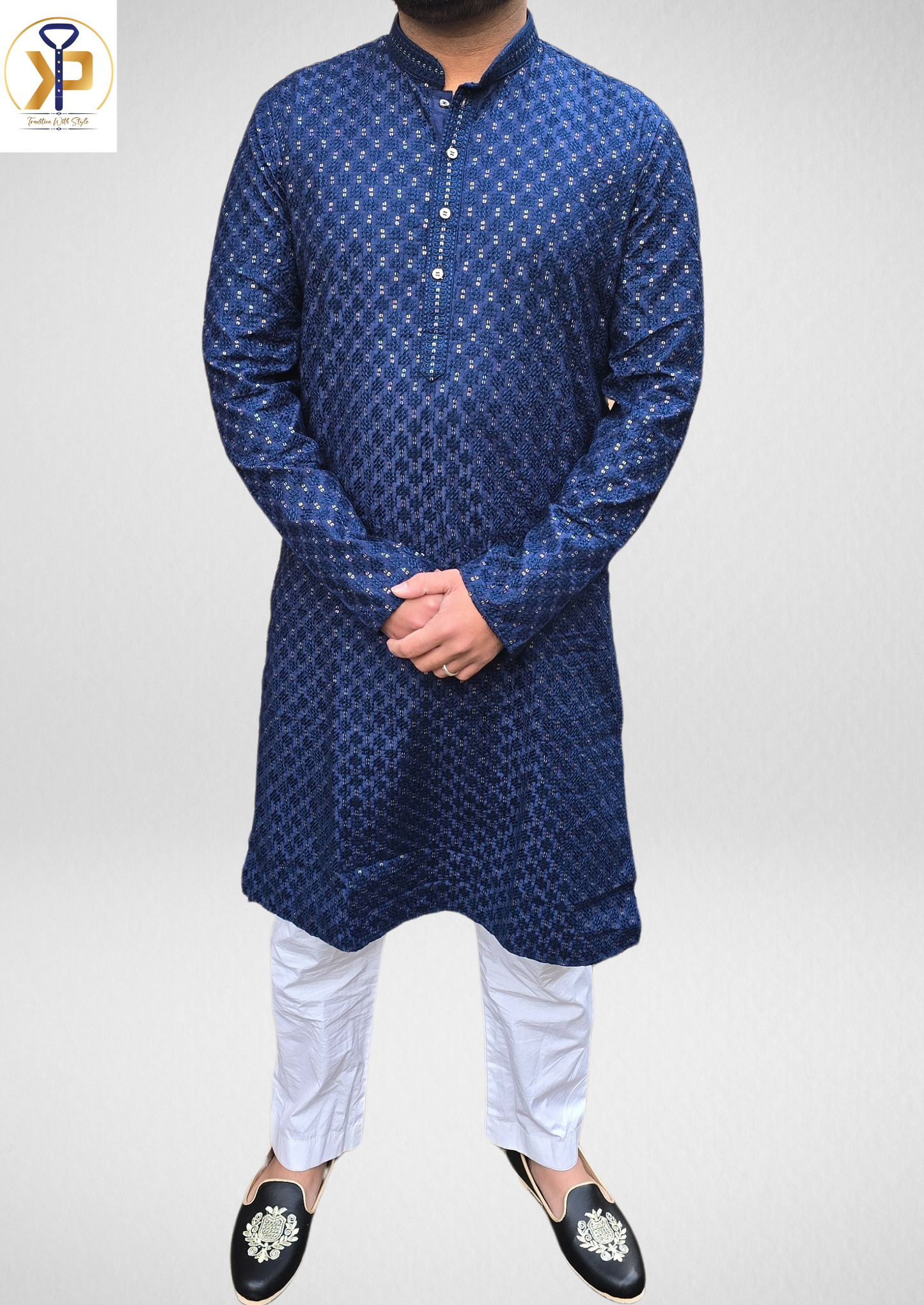 dark blue kurta pyjama men