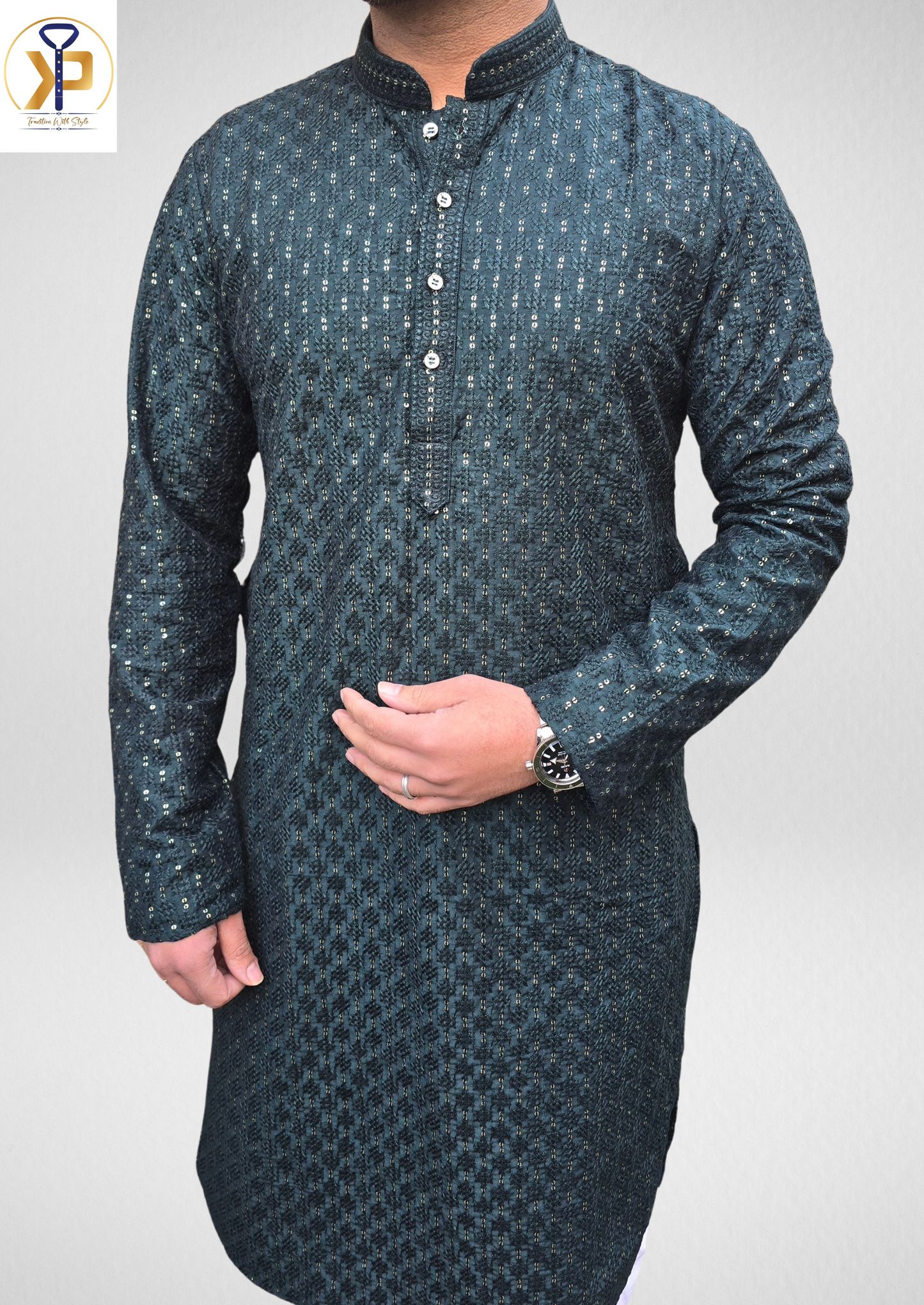 dark green kurta set 