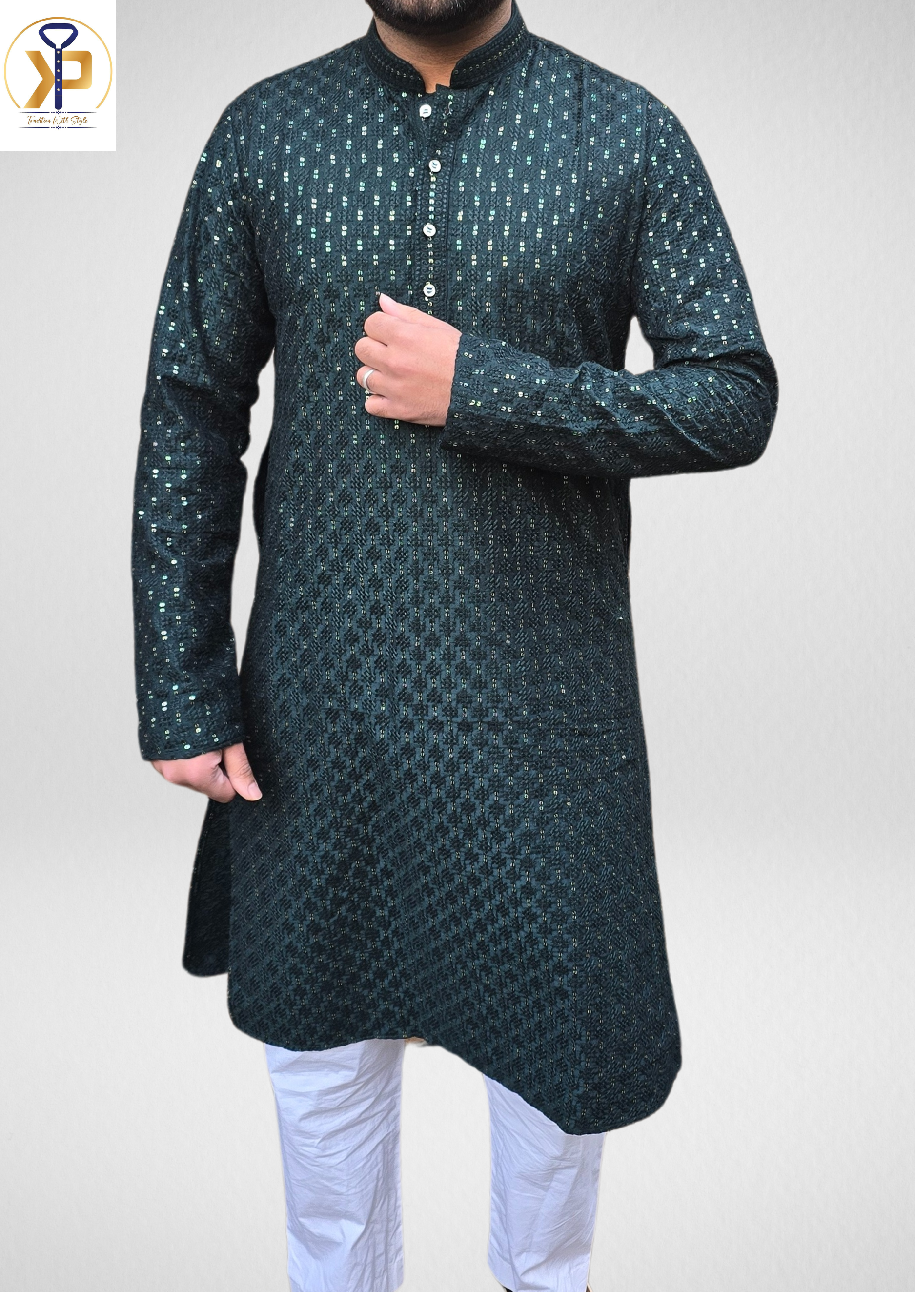 dark green kurta pyjama set 