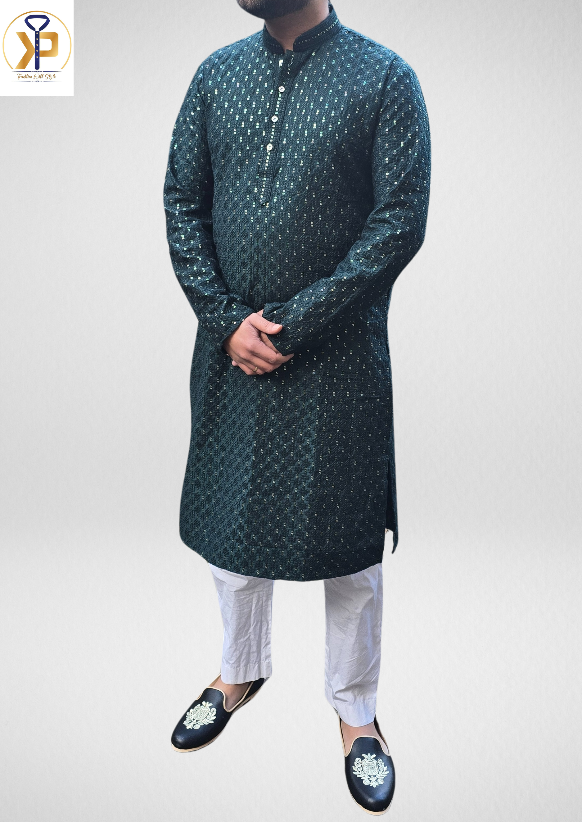 kurta pyjama for men dark green