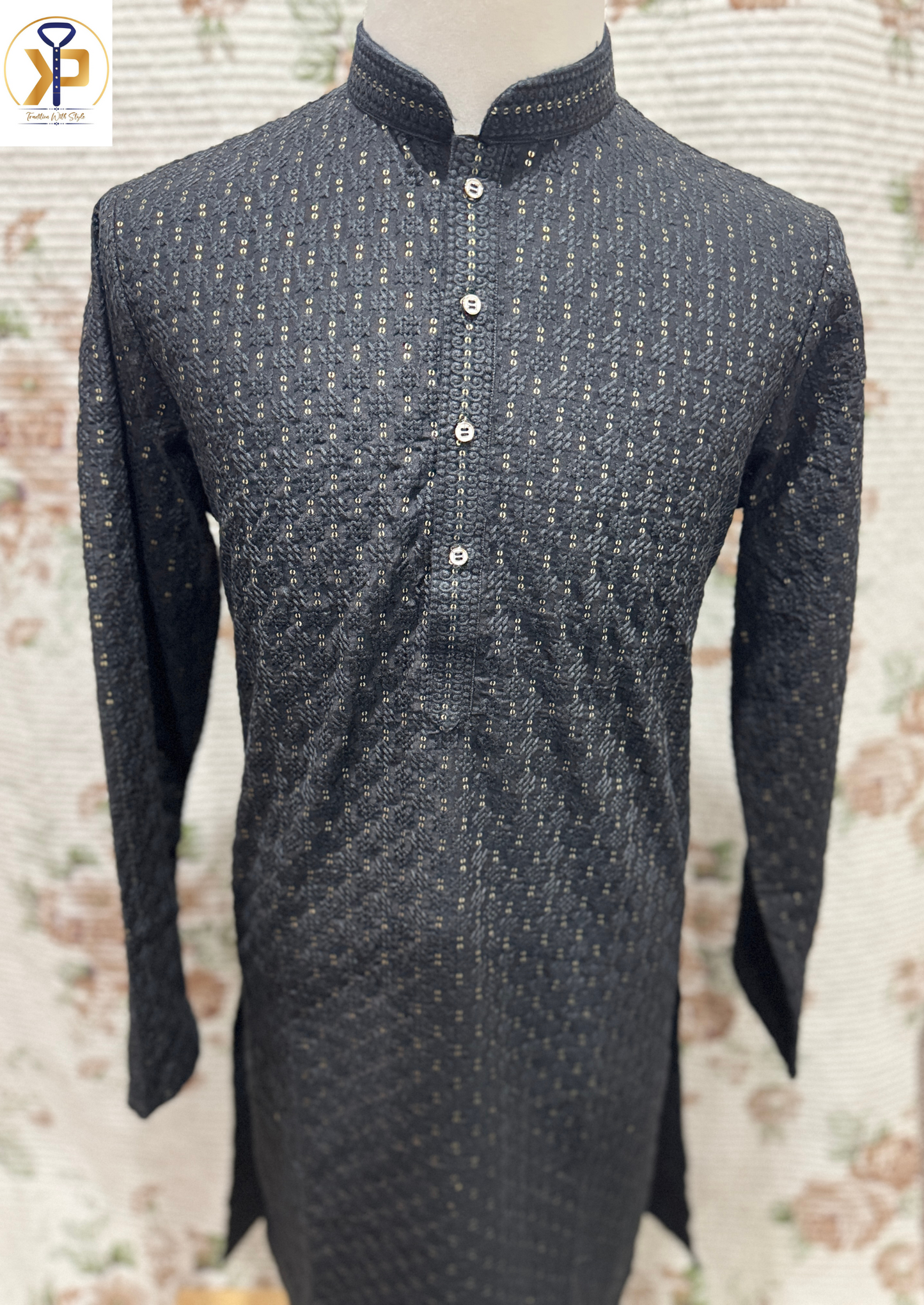 KPD5056 Black Kurta Pyjama For Men