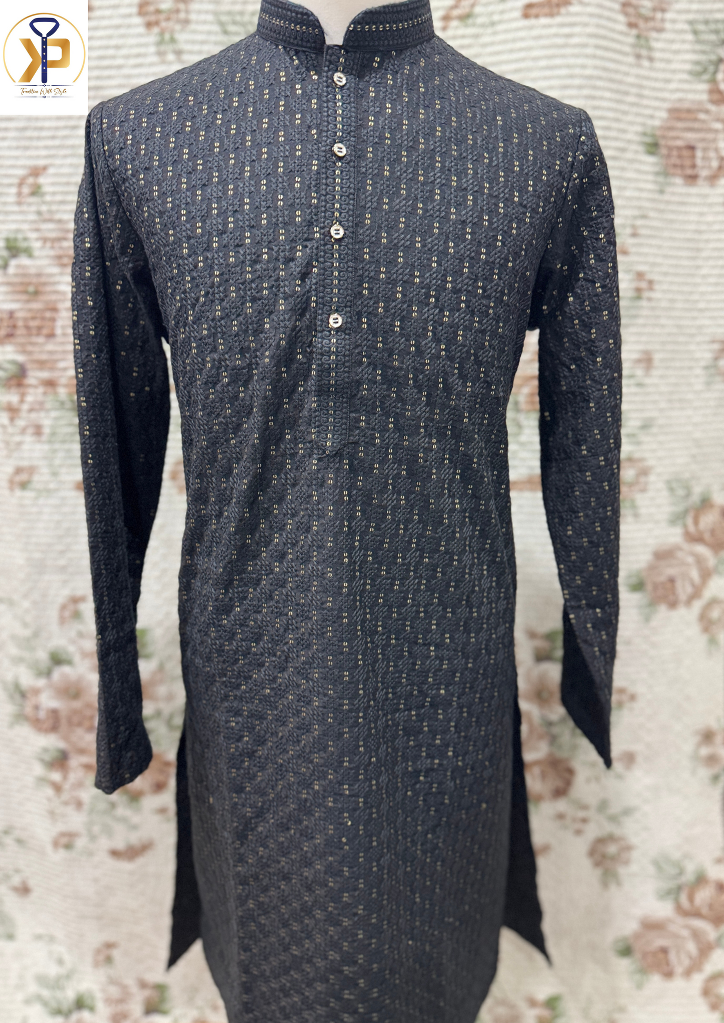 KPD5056 Black Kurta Pyjama For Men