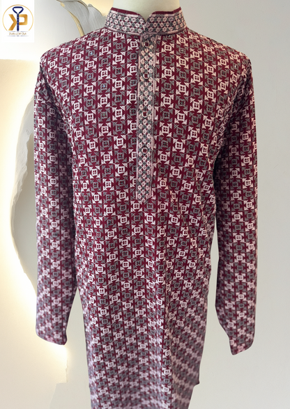 KPD5160 Plus Size Designer Mahroon Kurta Set - Kurtapyjama.ca