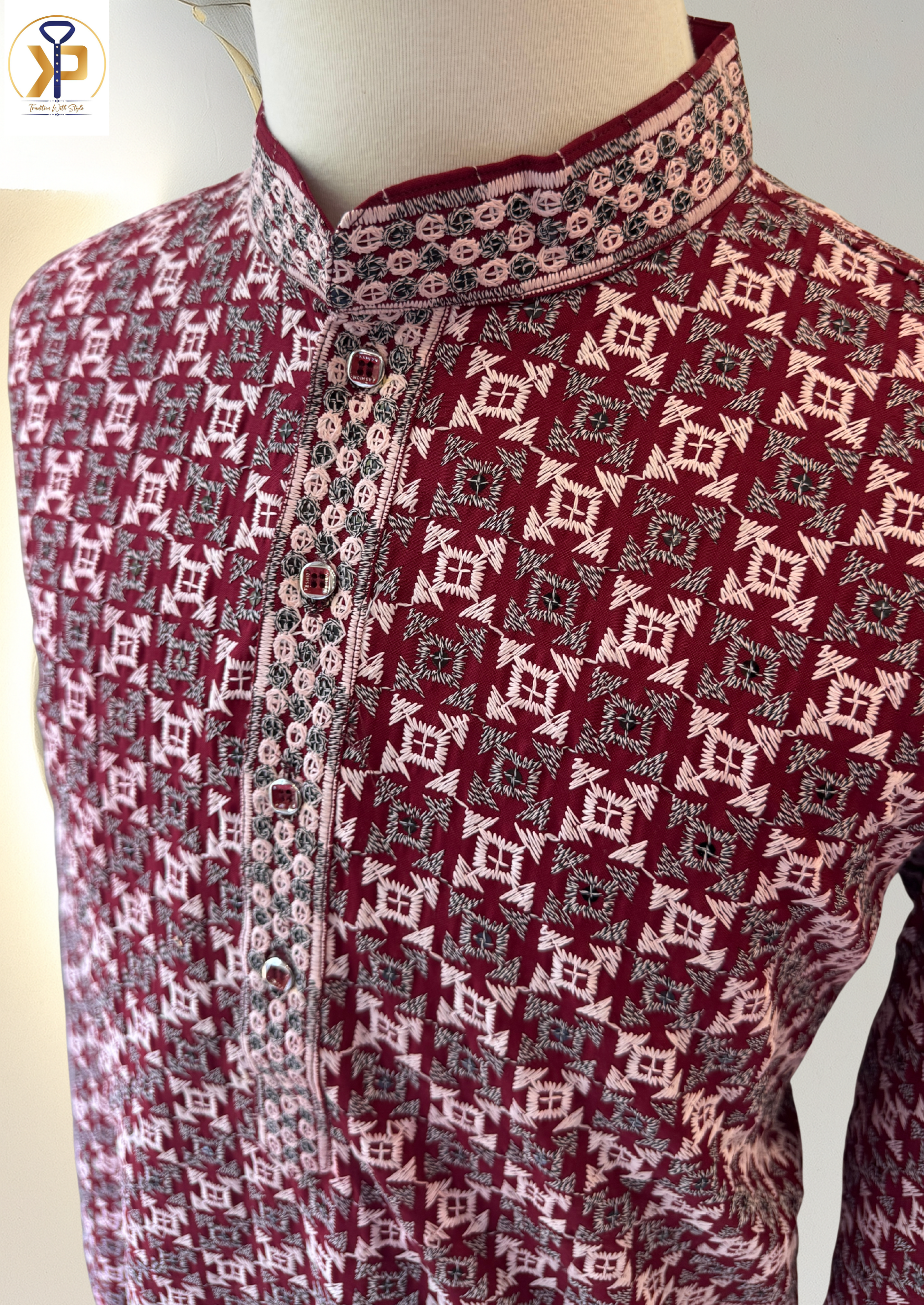 KPD5160 Plus Size Designer Mahroon Kurta Set - Kurtapyjama.ca