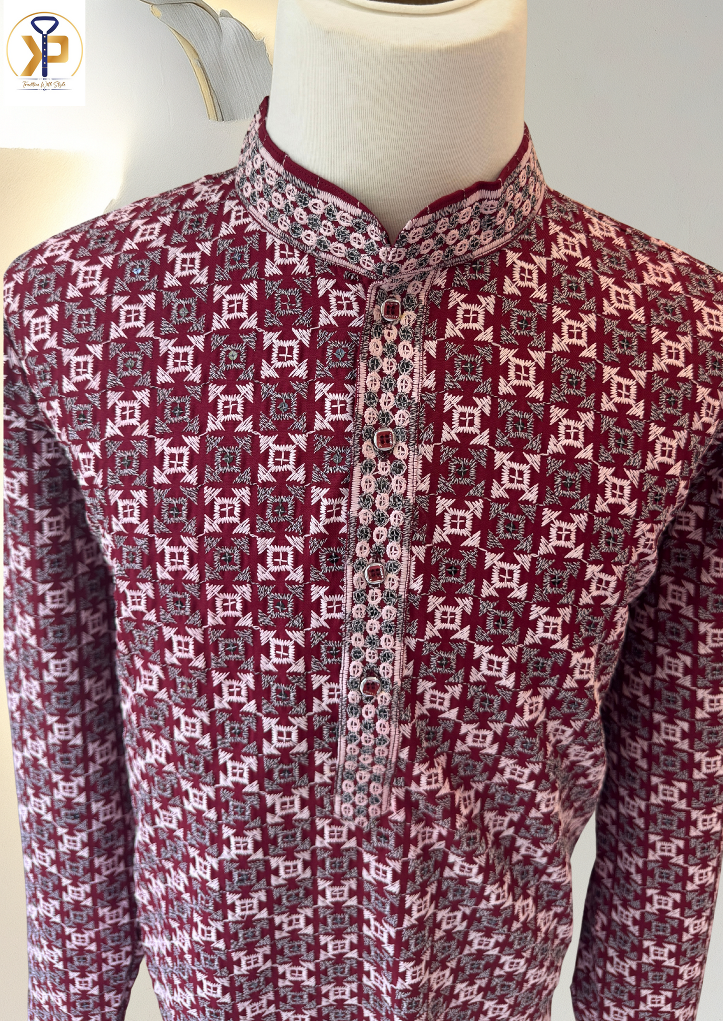 KPD5160 Plus Size Designer Mahroon Kurta Set - Kurtapyjama.ca