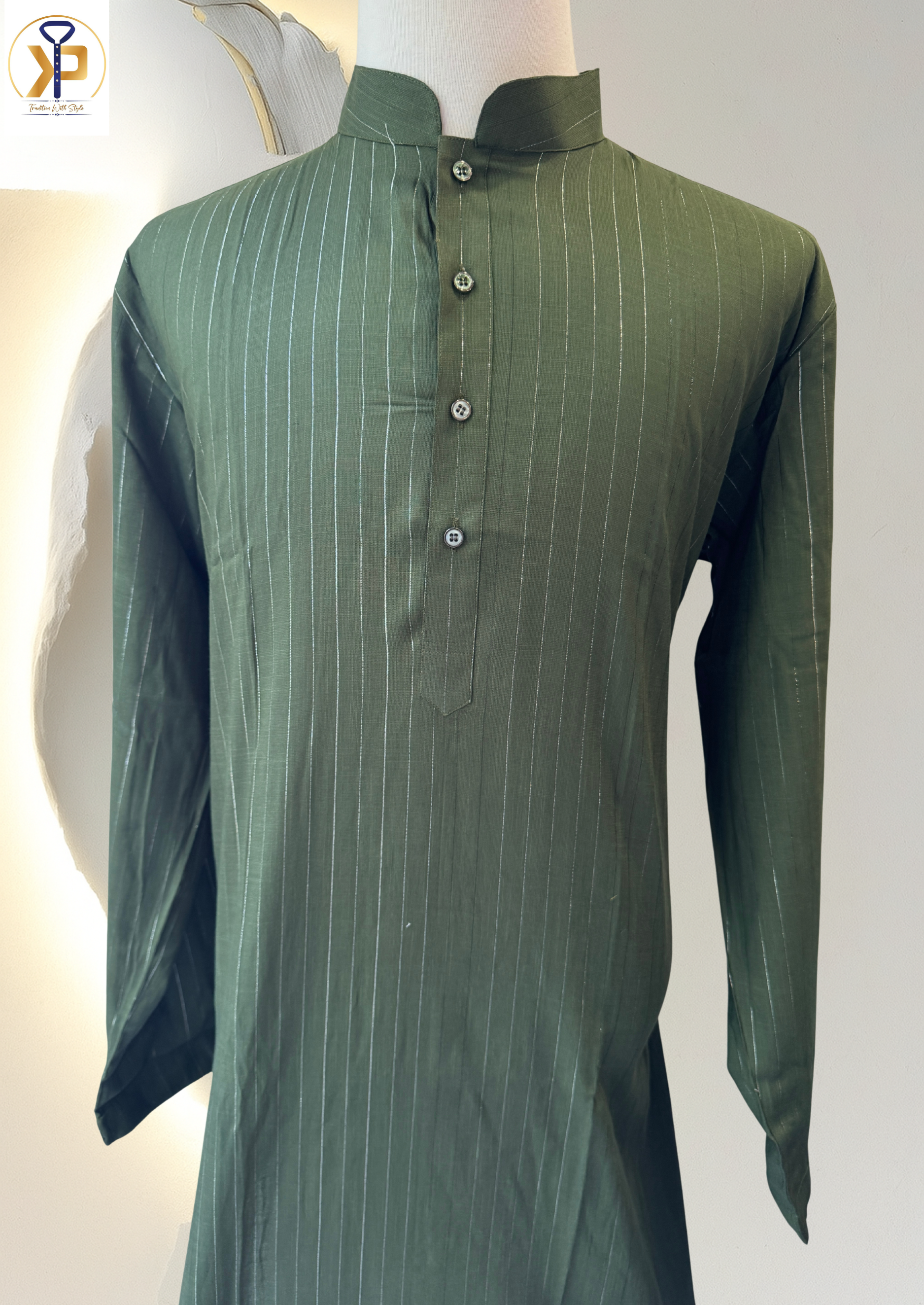 KPD5240 Green Cotton Plus Size Kurta Pyjama - Kurtapyjama.ca