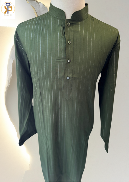 KPD5240 Green Cotton Plus Size Kurta Pyjama - Kurtapyjama.ca