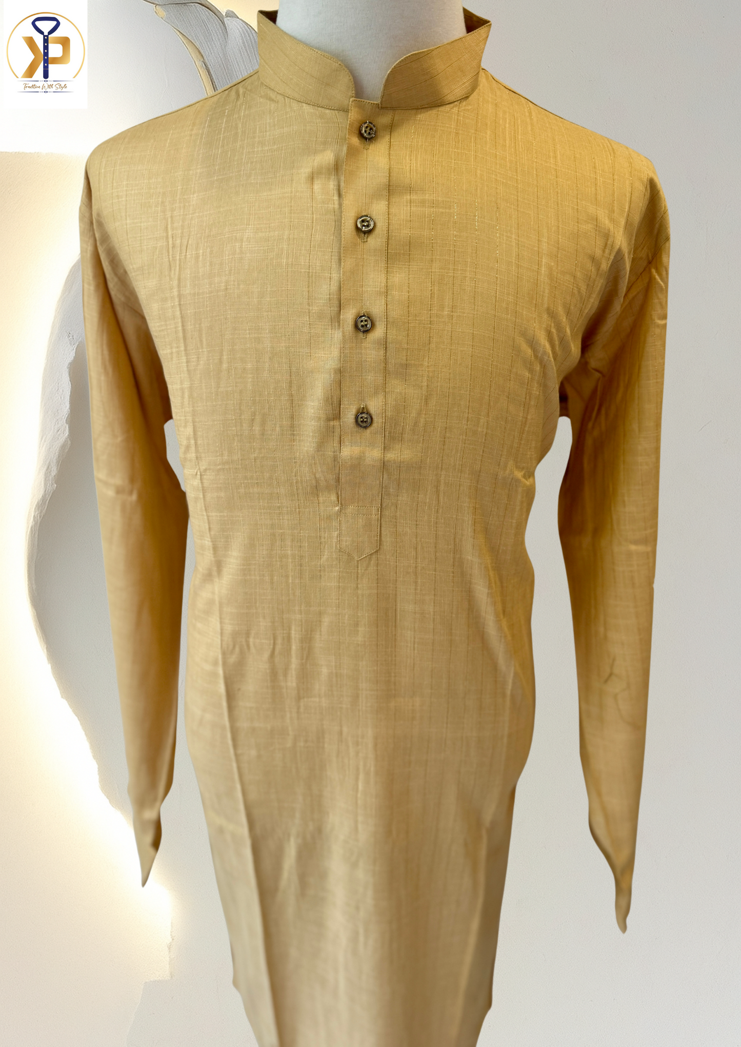 KPD5243 Light Mustard Plus Size Kurta Pyjama - Kurtapyjama.ca