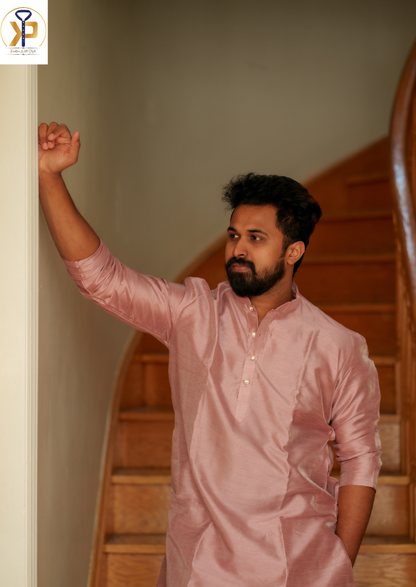 Light Pink Kurta paired with Polo Pants