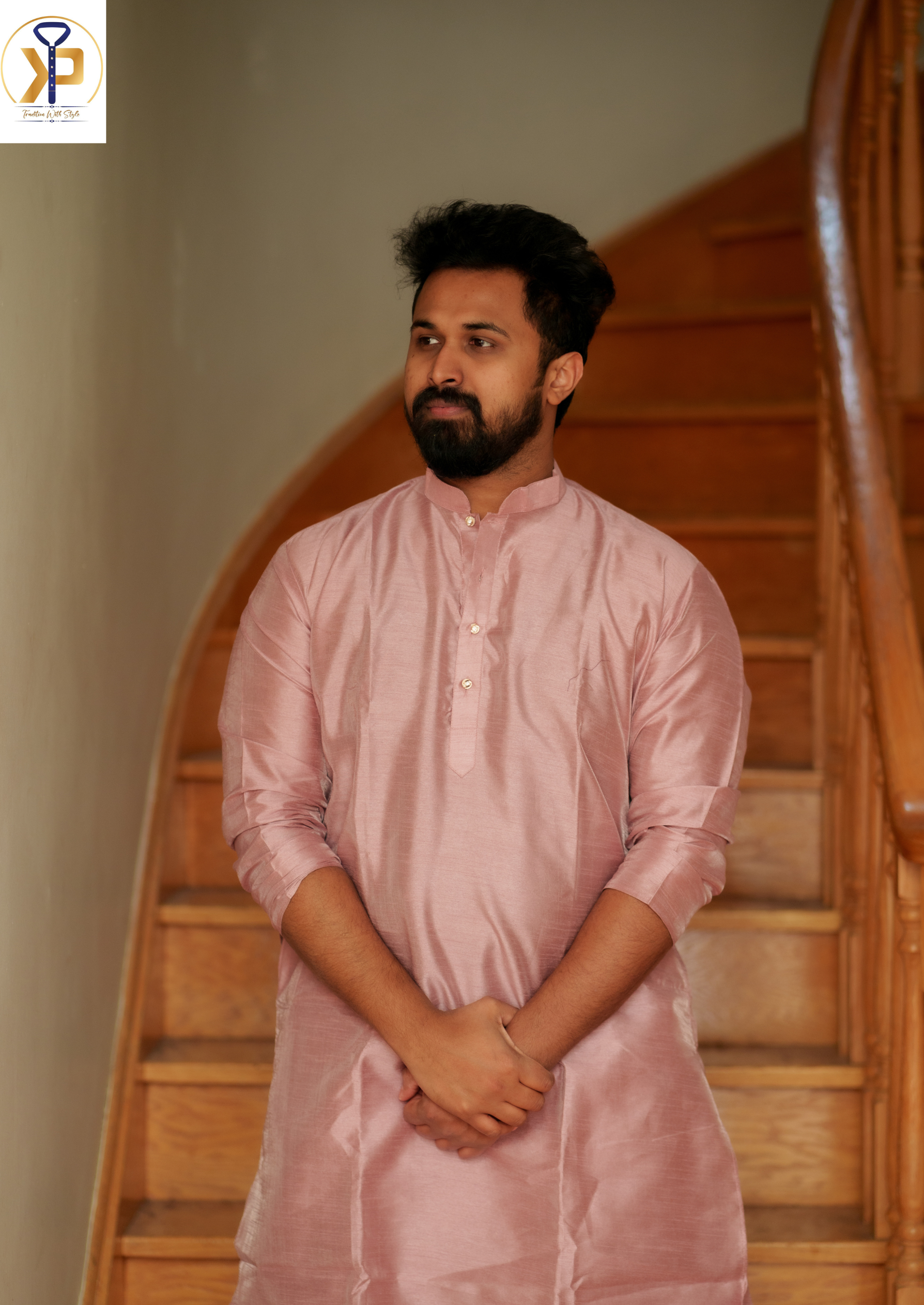 Light Pink Kurta with Matching Polo Pants