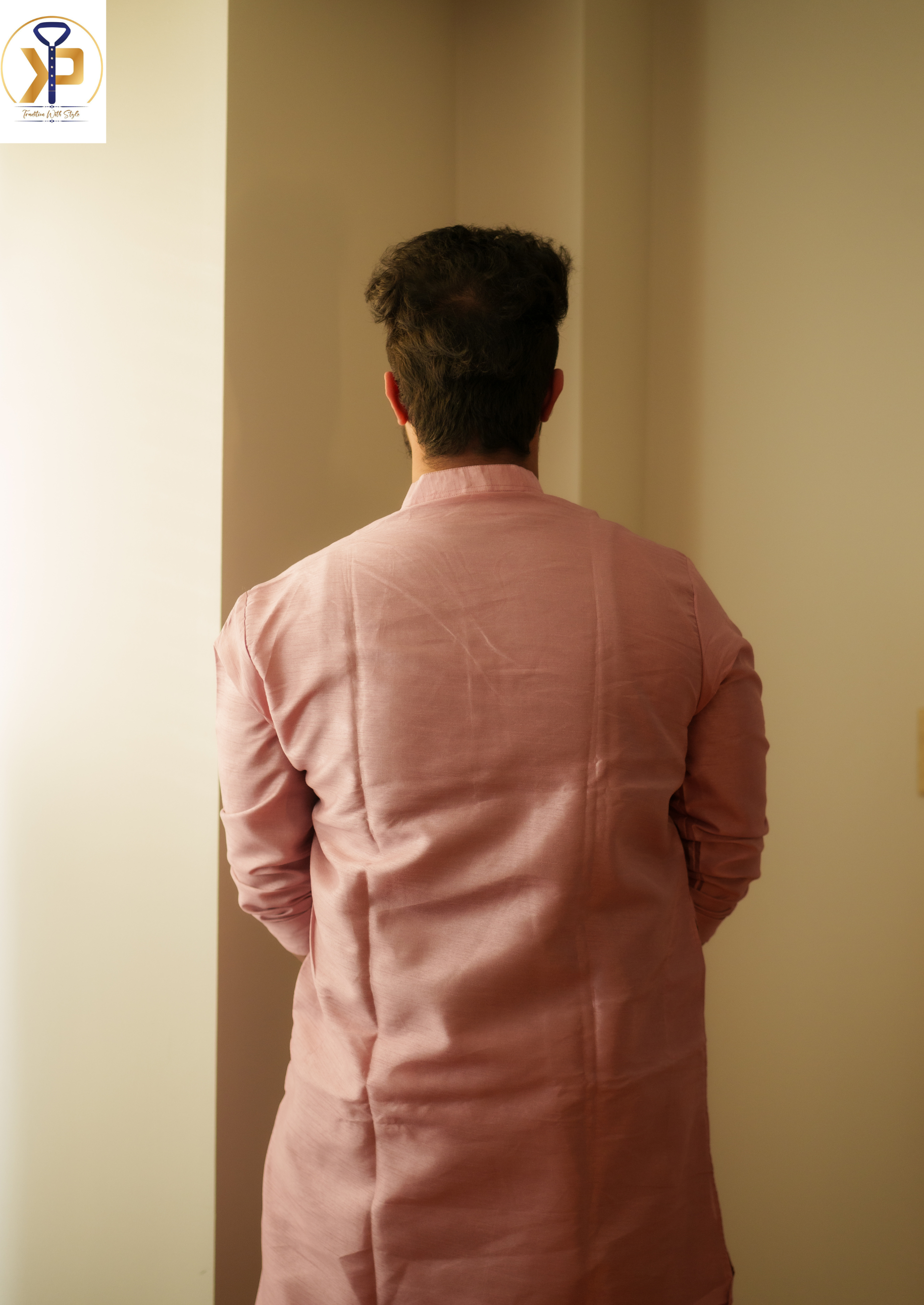 Light Pink Kurta with Polo Pant Ensemble