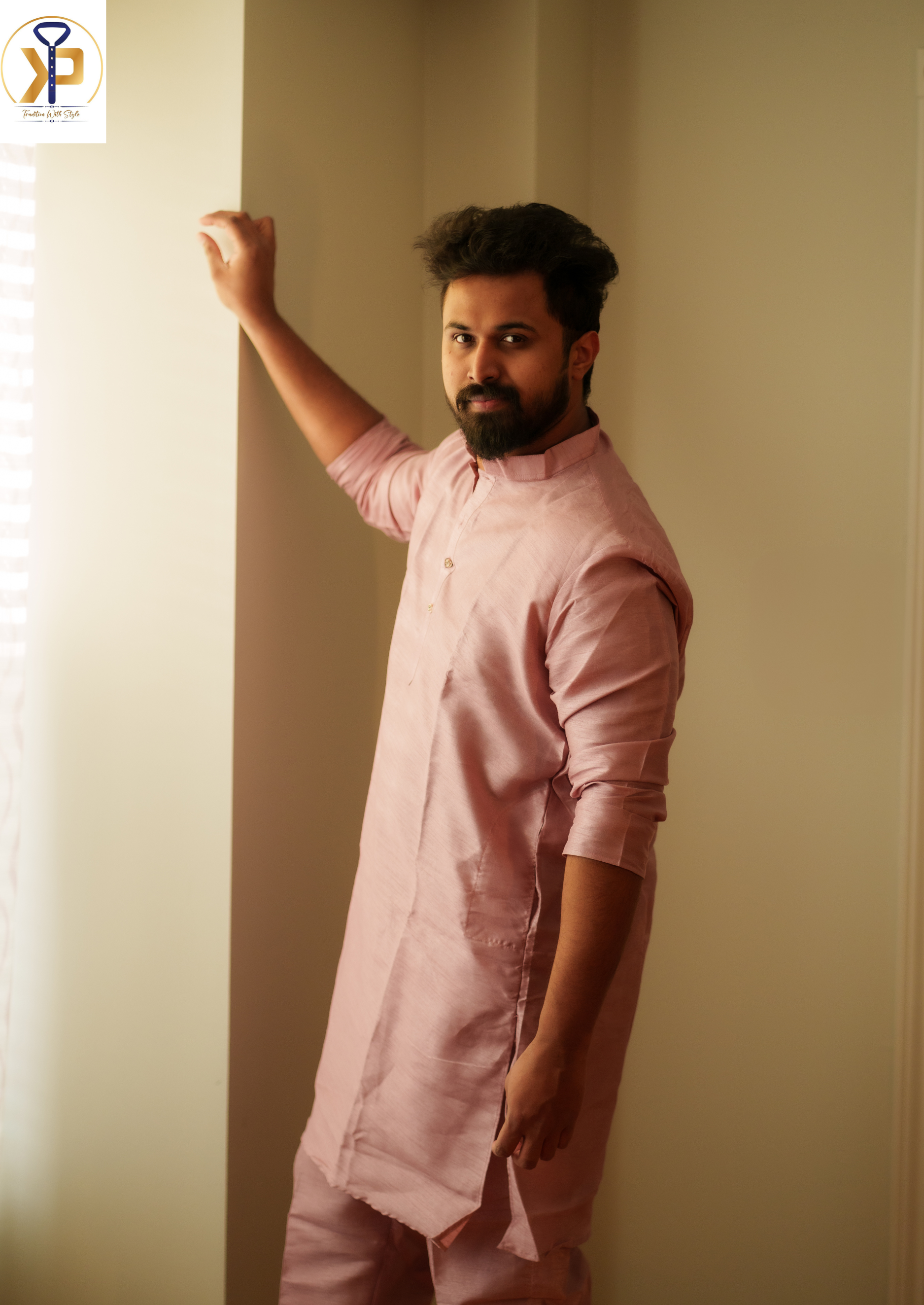 Light Pink Kurta Polo Pant Attire