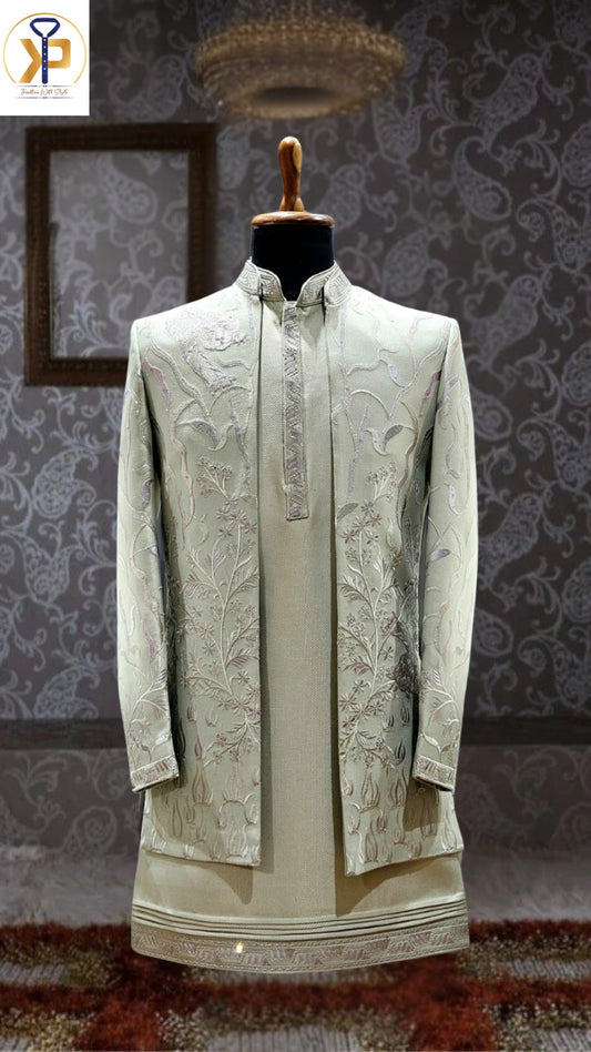 KPS3036 Light Green Designer Indo Western For Men