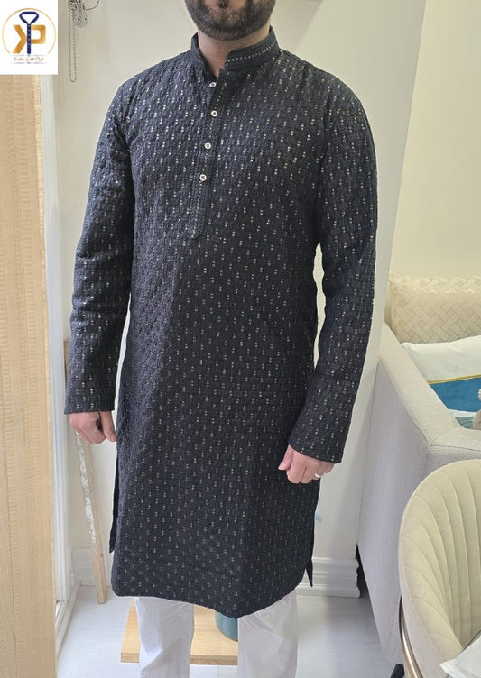 KPD5056 Black Kurta Pyjama For Men