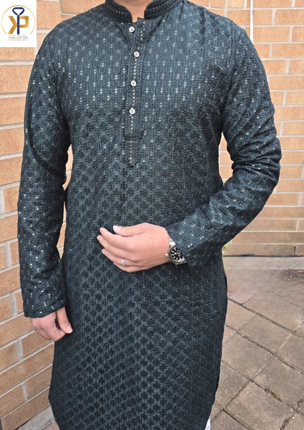 KPD5055 Dark Green Kurta Pyjama For Men