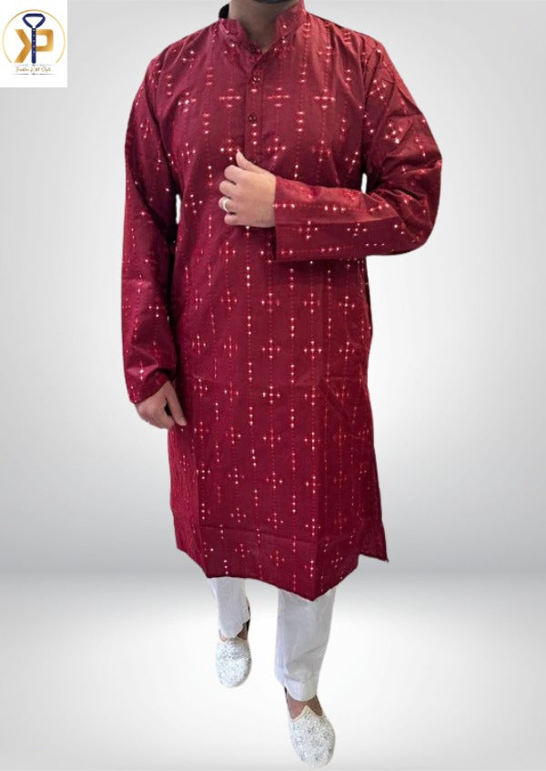 KPD5068 Red Designer Kurta Pyjama Set