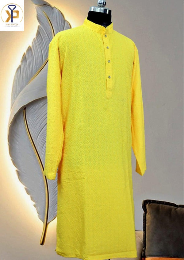 designer yellow kurta pyjama for men