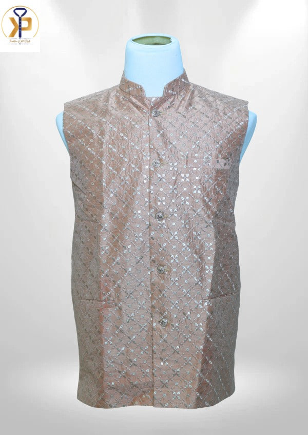 peach nehru jacket for men