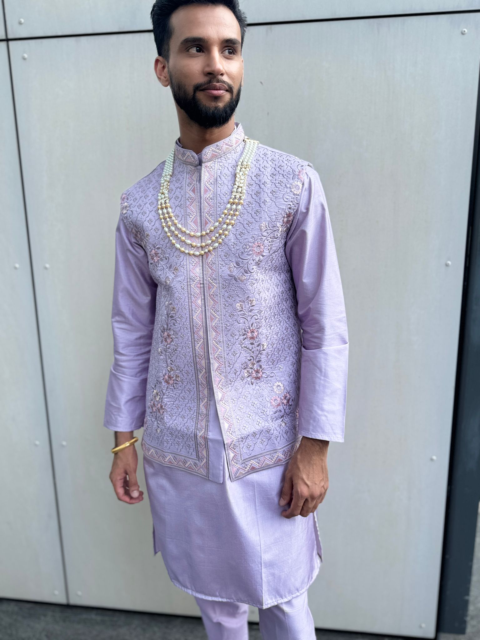 KPM0002 Gold and White Mala - Kurtapyjama.ca