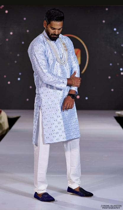 KPD5196 Sky Blue Designer Kurta Pyjama - Kurtapyjama.ca