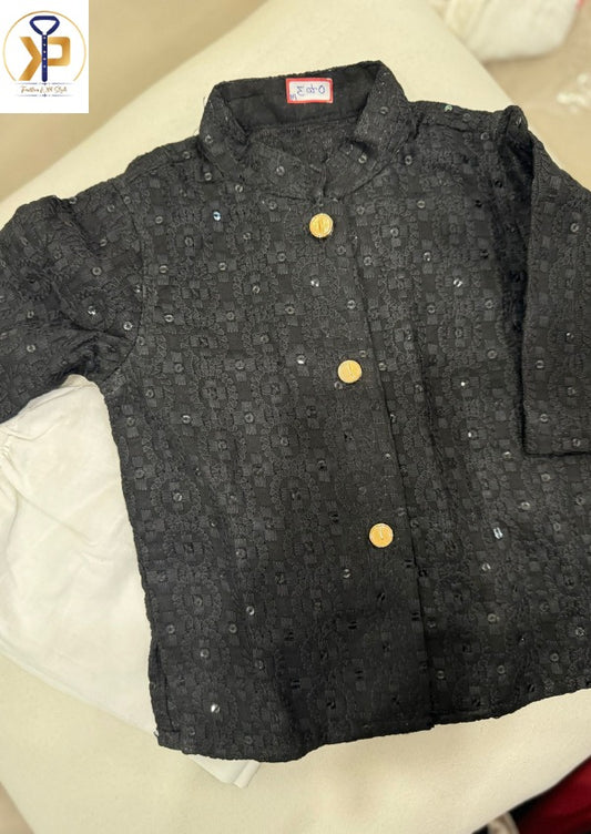 KPK5004 Black Kurta Pyjama Set For 6 Months Old