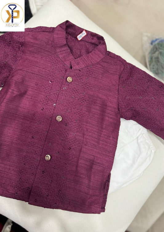 KPK5005 Wine Kurta Pyjama Set For 6 Months Old