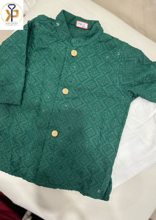 KPK5006 Dark Green Kurta Pyjama Set For 6 Months Old