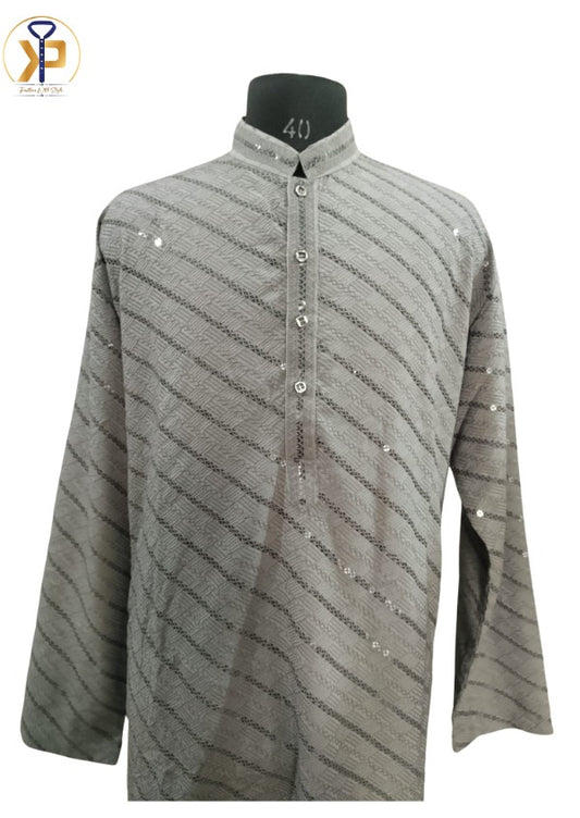 KPD7004 Plus Size Grey Kurta Pyjama Set