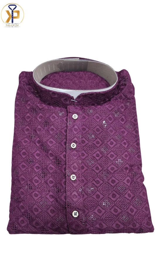 KPD5062 Purple Chikankari Kurta Pyjama Set