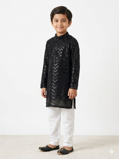 KPK2004 Black Sequin Kurta Pyjama Set