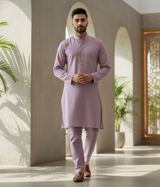 KPC1038 Lilac Plain Bombay Silk Kurta with Pant