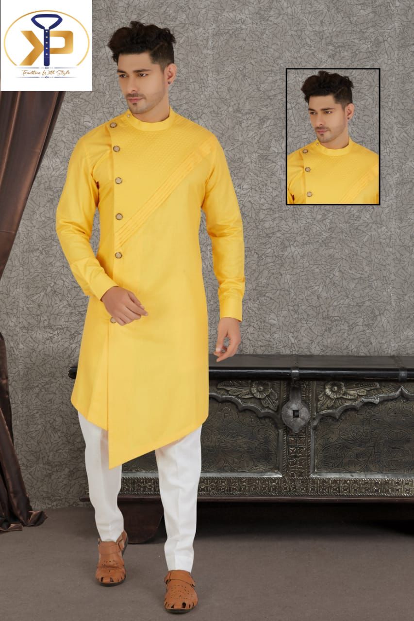 Yellow Side Style Kurta in India