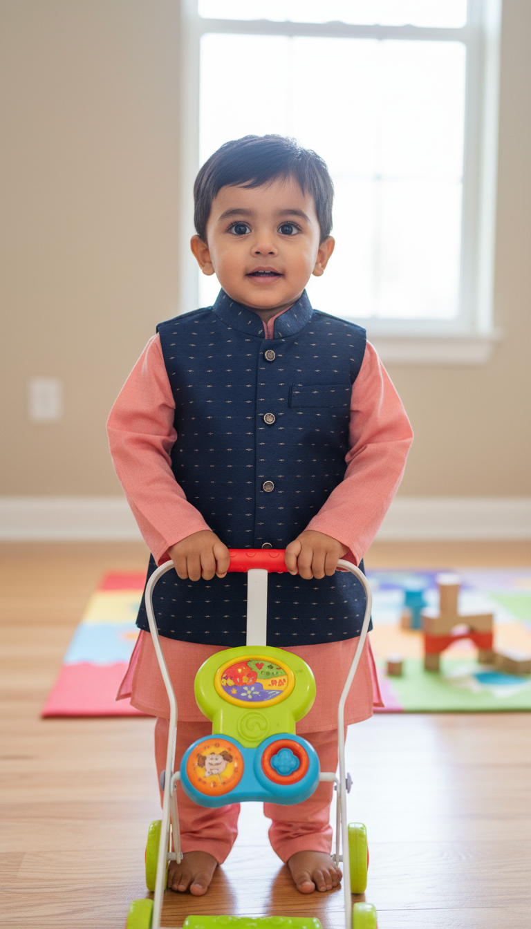 KPK7102 Orange Kurta and Nehru Jacket Set 2-3 Year