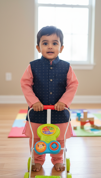 KPK7102 Orange Kurta and Nehru Jacket Set 2-3 Year