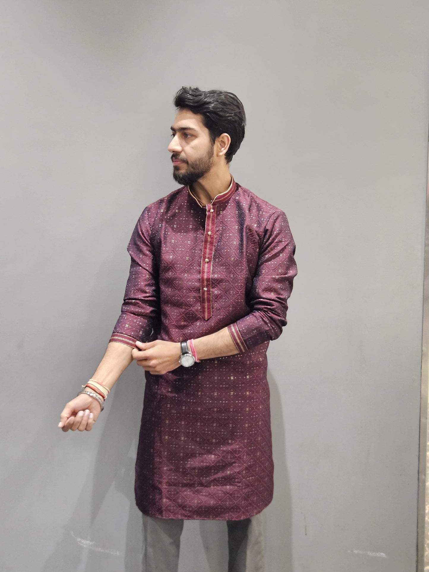 mehroon kurta pyjama