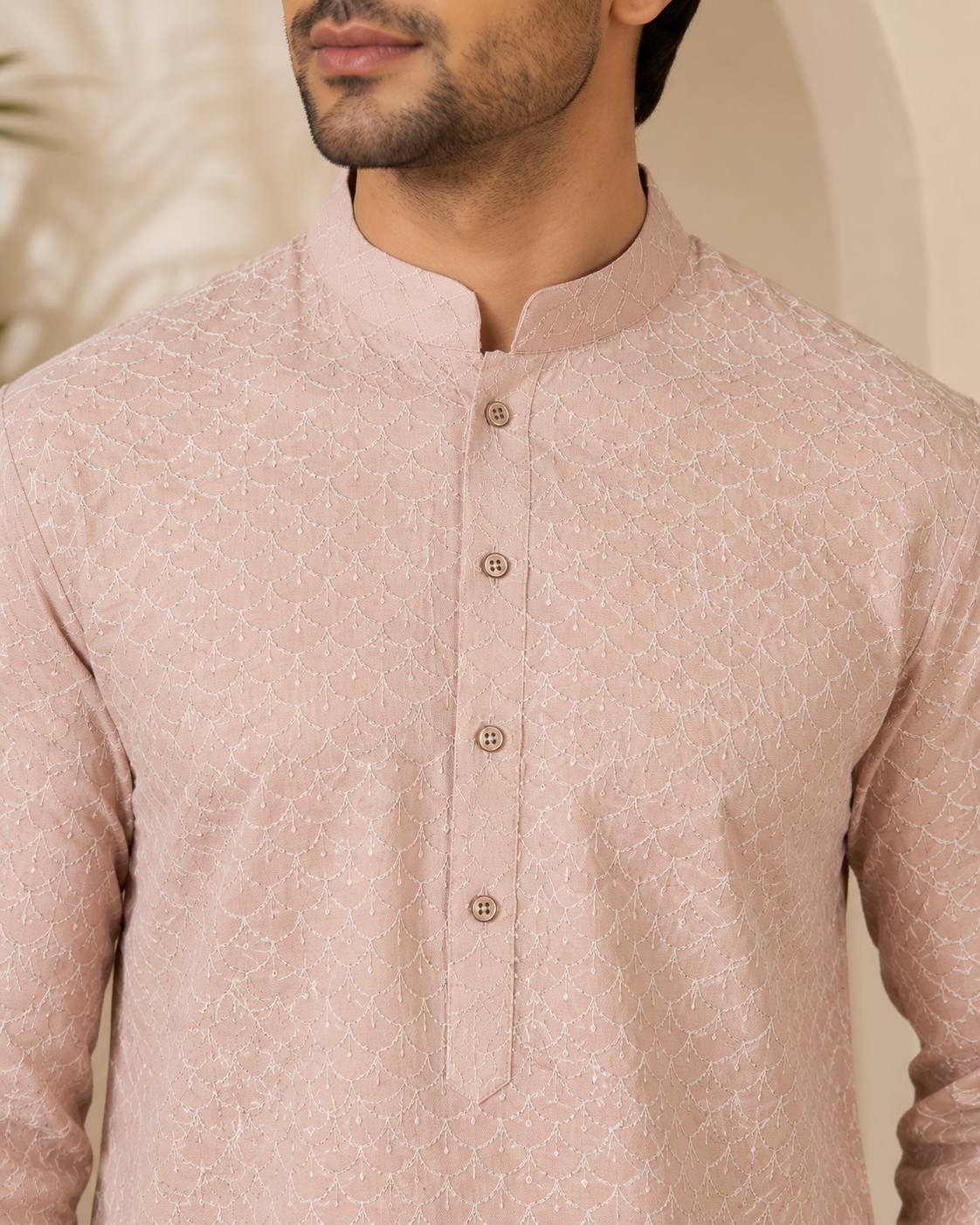 KPD6243 Pastel Pink Heavy Sequins Work Kurta With Lining
