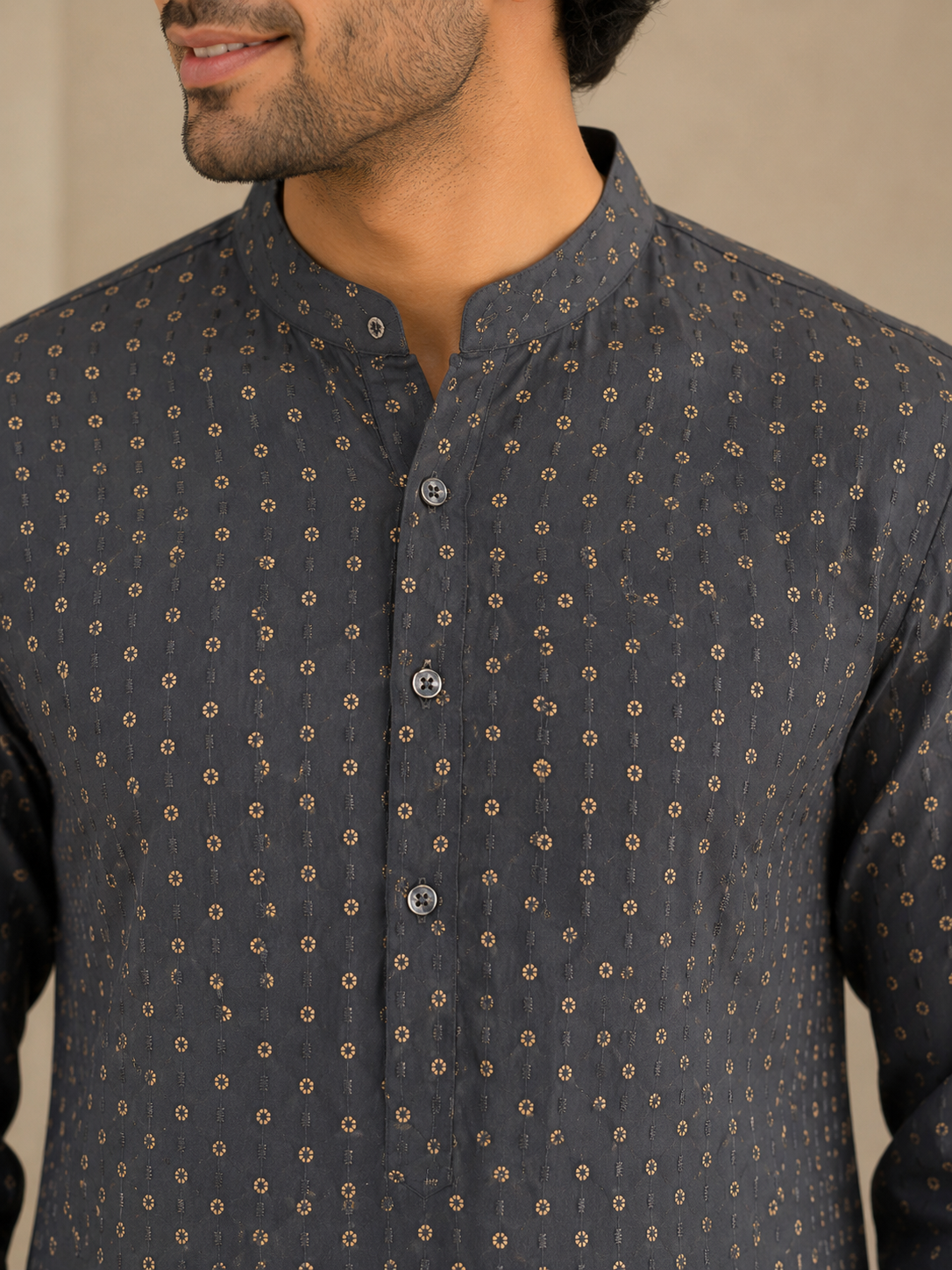 KPD6249 Black Gold Sequins Work Kurta Pyjama Set