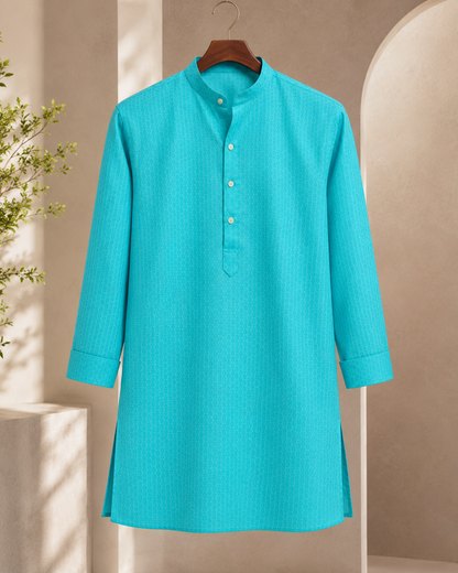 KPSK1012 Light Blue Self Design Kurta