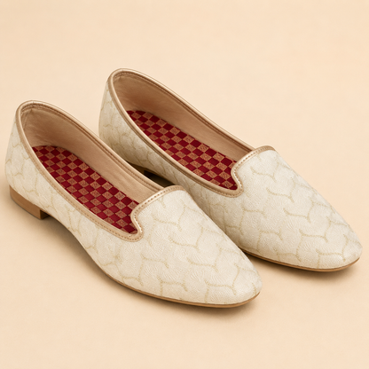 KPL0063 Cream Gold Embroidered Jutti/Khussa For Men