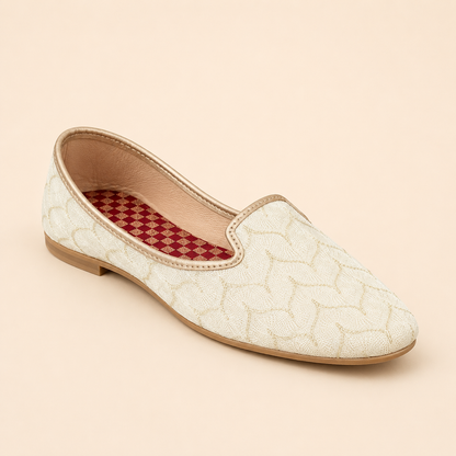 KPL0063 Cream Gold Embroidered Jutti/Khussa For Men