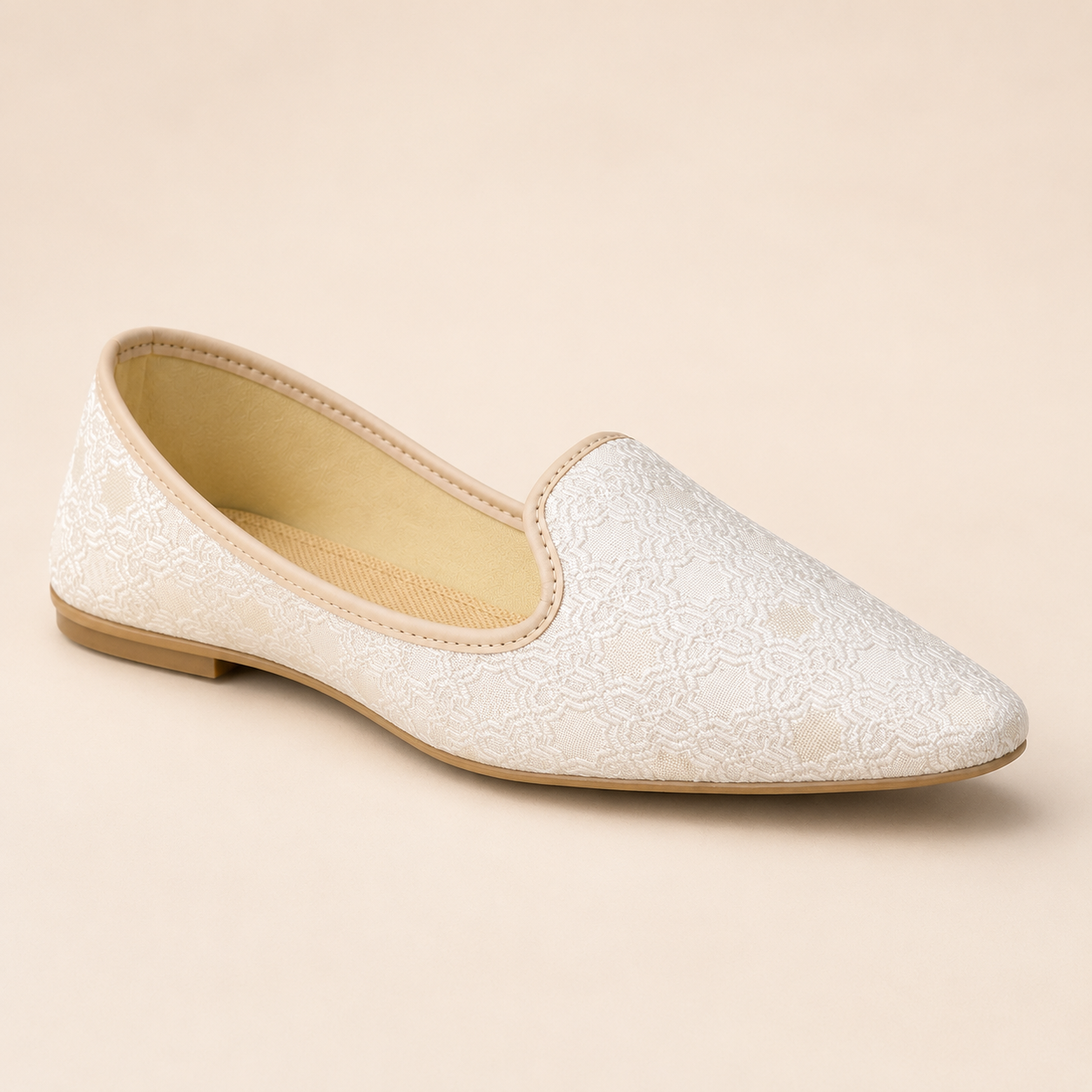 KPL0057 Cream Jacquard Jutti Khussa For Men