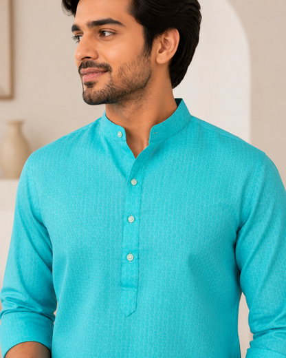KPSK1012 Light Blue Self Design Kurta