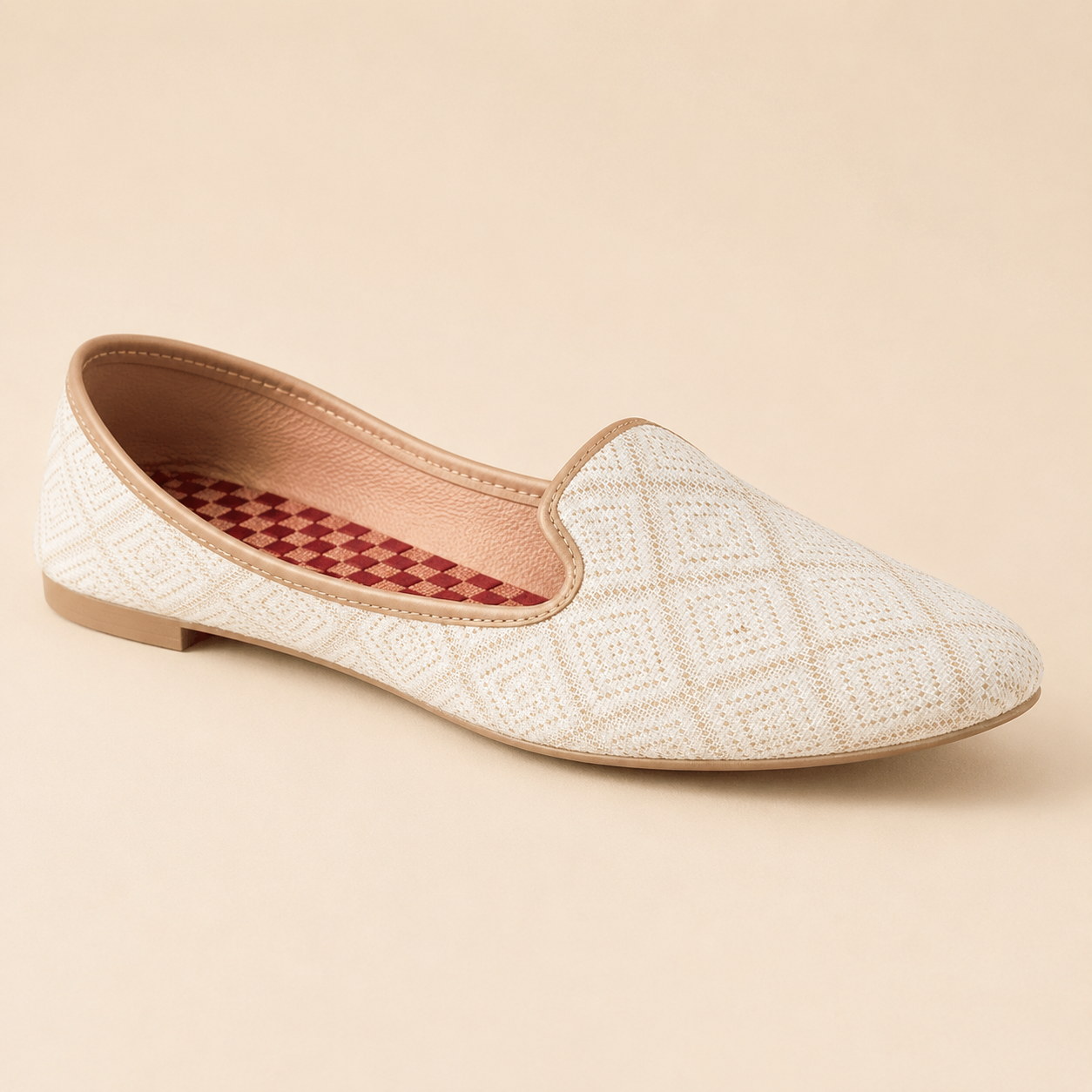 KPL0064 Cream Gold Diamond Pattern Jutti/Khussa For Men