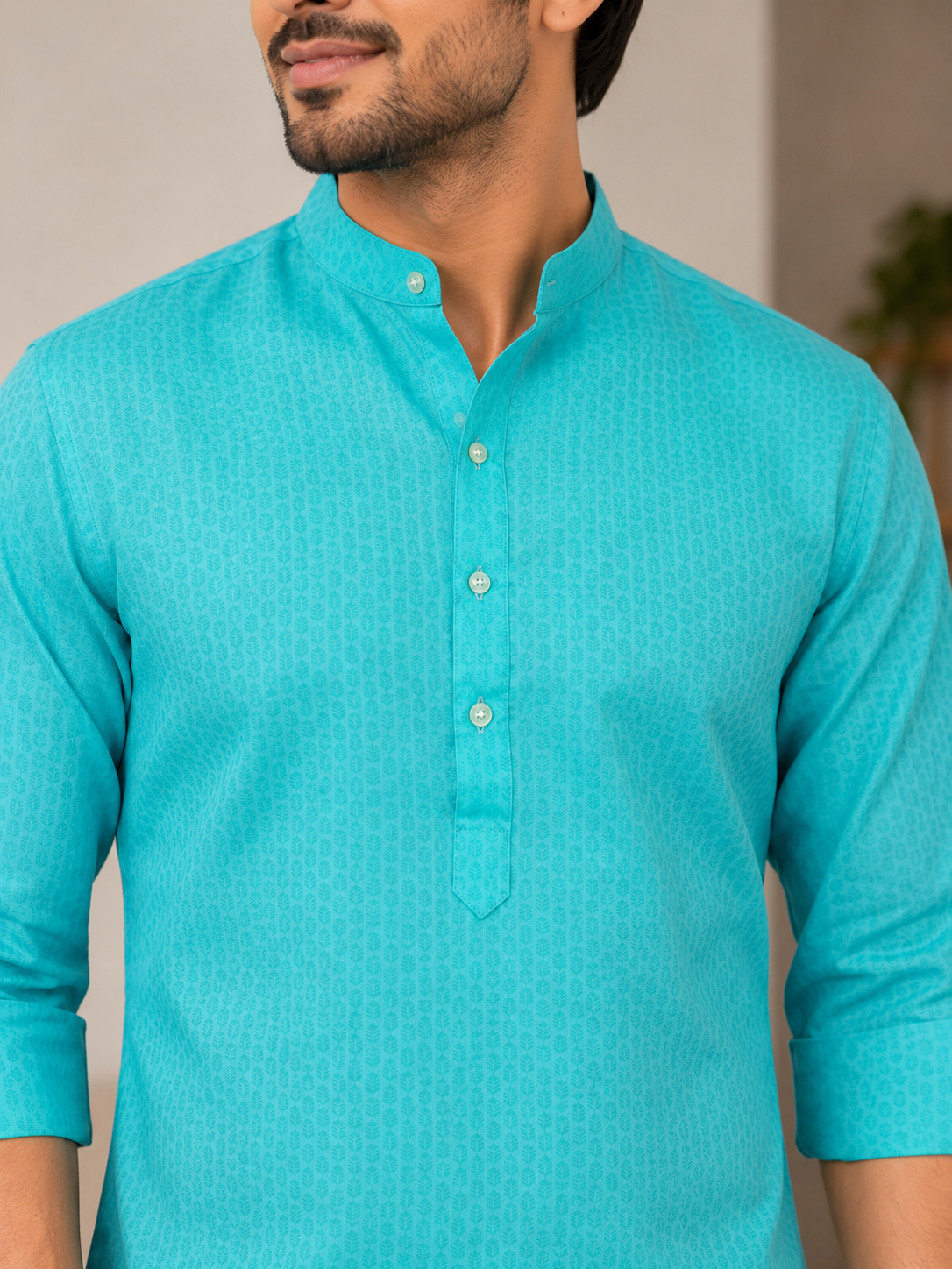 KPSK1012 Light Blue Self Design Kurta