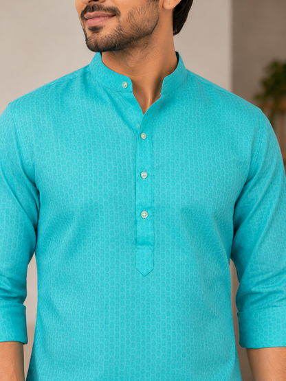 KPSK1012 Light Blue Self Design Kurta