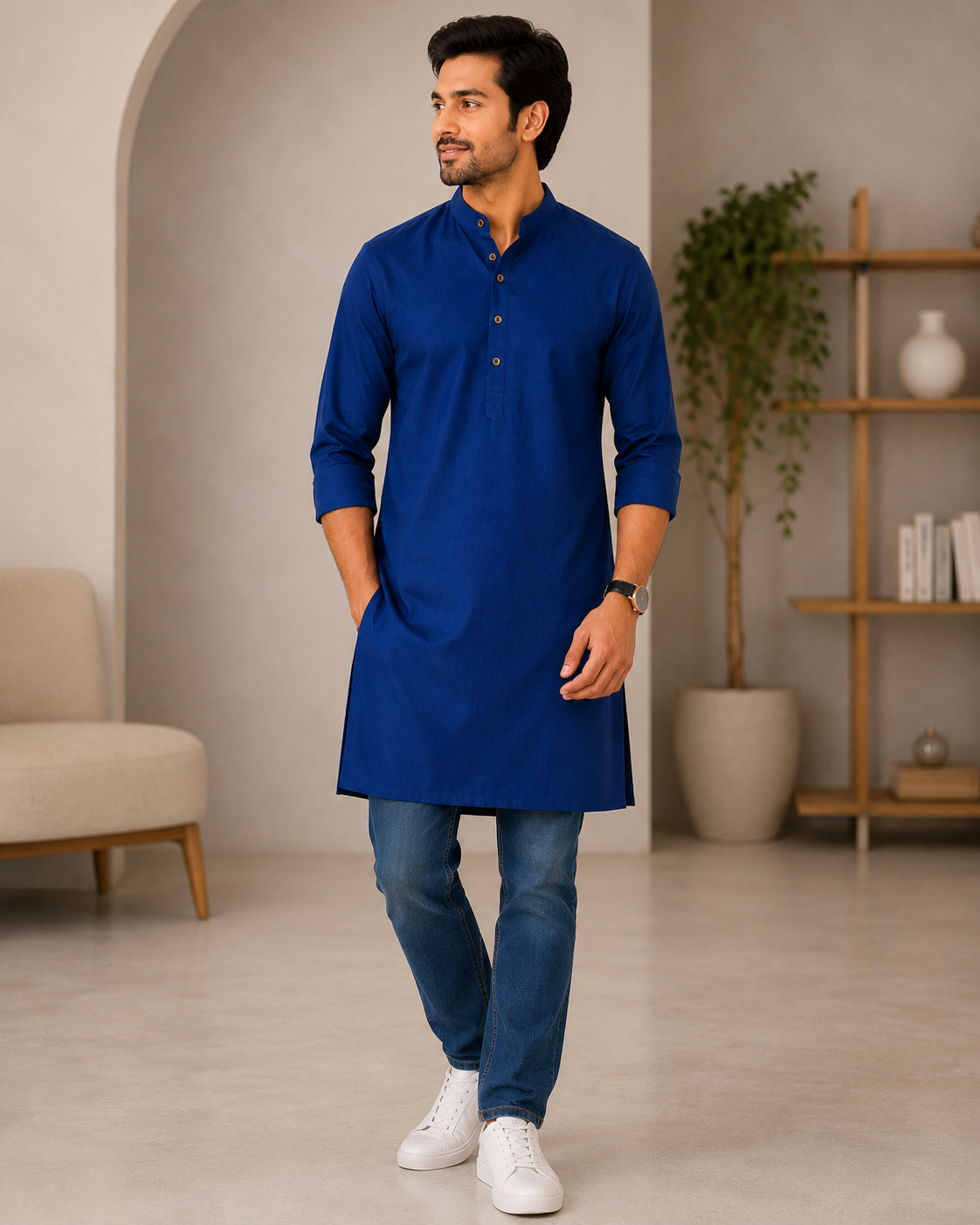 KPSK1013 Dark Teal Plain Kurta