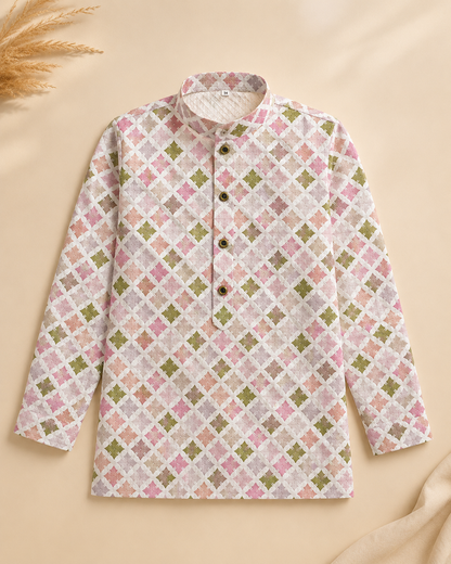KPD6255 Pastel Multi Colour Diamond Print Kurta Pyjama Set